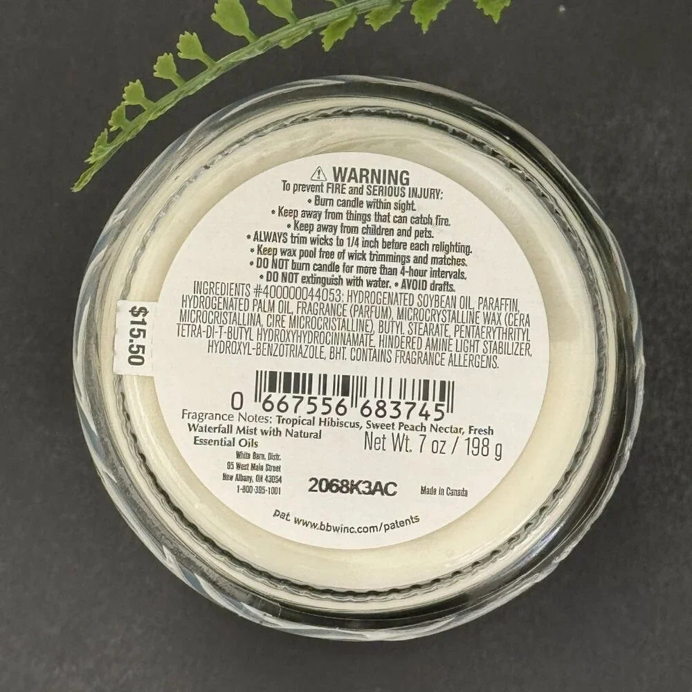BBW Hibiscus Waterfall White Barn Bath & Body Works Mason Jar Single Wick Candle - Picture 10 of 10